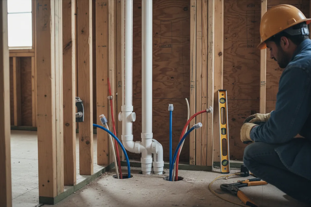 Drain and supply rough-in during Sump Pump Repair in Neptune Beach