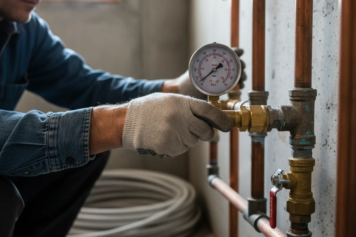 Pressure testing a repaired line during Water Line Repair in Neptune Beach